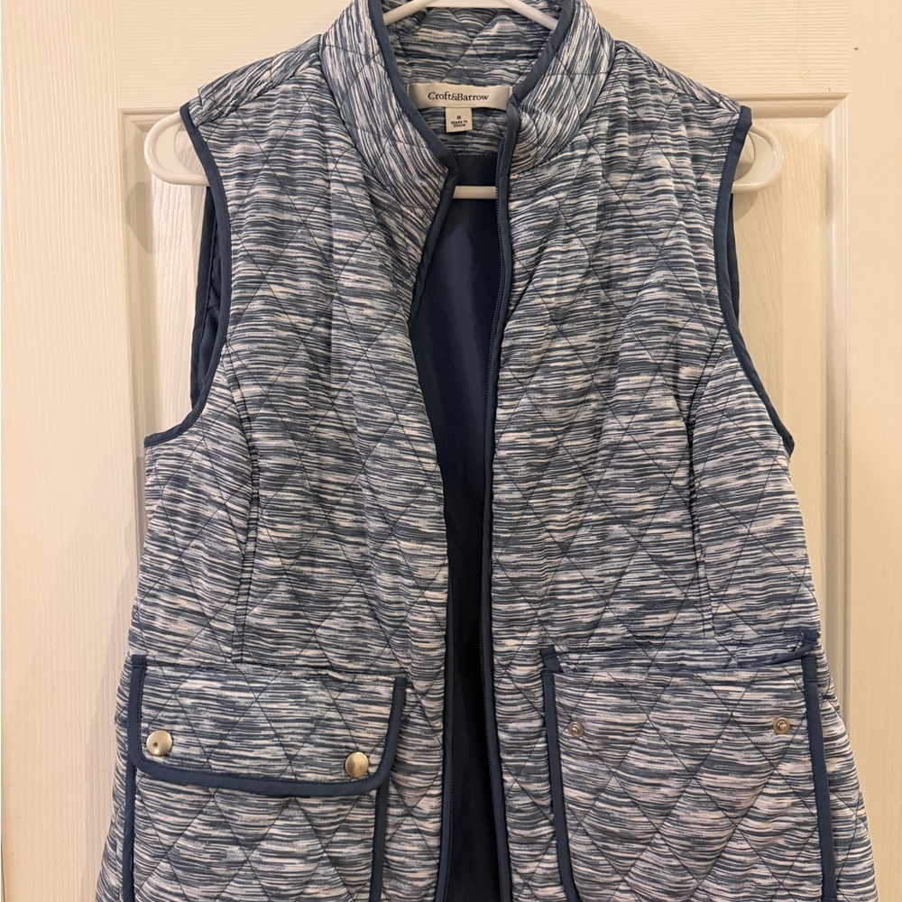 croft & barrow Blue Heathered Quilted Sleeveless Vest